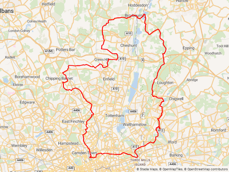 Gravel Central 100km Via Atelier NorthLondonDirt map