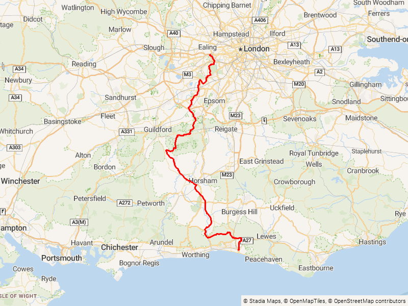London to Brighton Gravel map